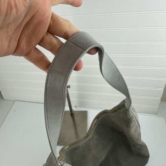 Margot New York Gabi Maxi Hobo Gray Suede Leather Shoulder Bag Top Zip Purse - Picture 9 of 16